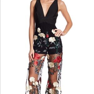 Wow Couture embroidered split leg jumpsuit